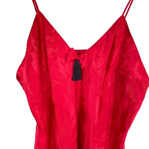 Victoria’s Secret Vintage Gold Tag Red Floral Lingerie Satin Dress - Picture 2 of 7